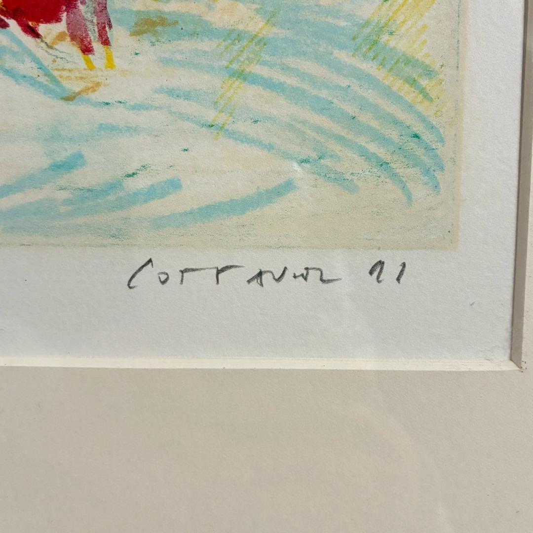 アンドレ・コタボ「赤い果物」静物 リトグラフ 直筆サイン入り 額縁入り