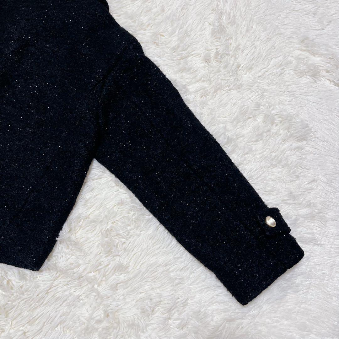 Natural Beauty Basic 圧縮ツイードジャケット ブラック　ラメ