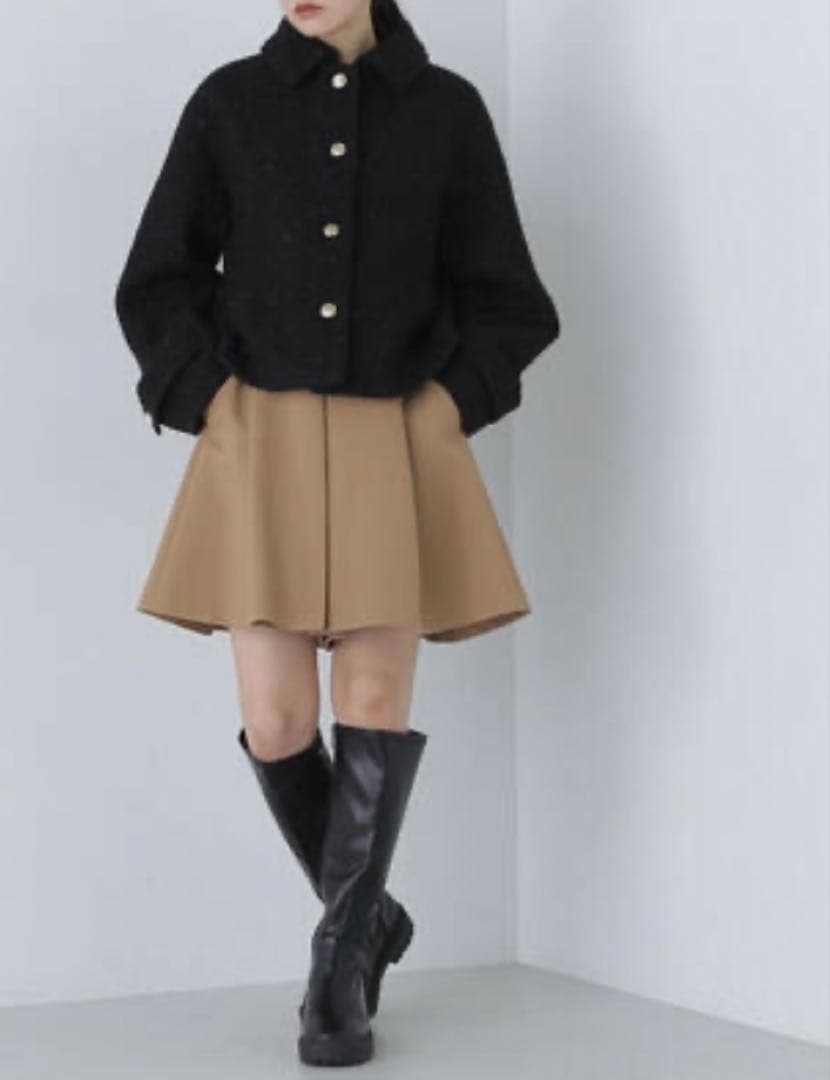 Natural Beauty Basic 圧縮ツイードジャケット ブラック　ラメ