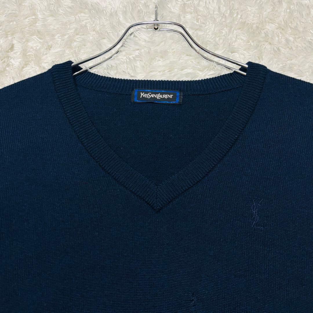 90's イヴ サンローラン カサンドラロゴ YSLロゴ ニット セーター M