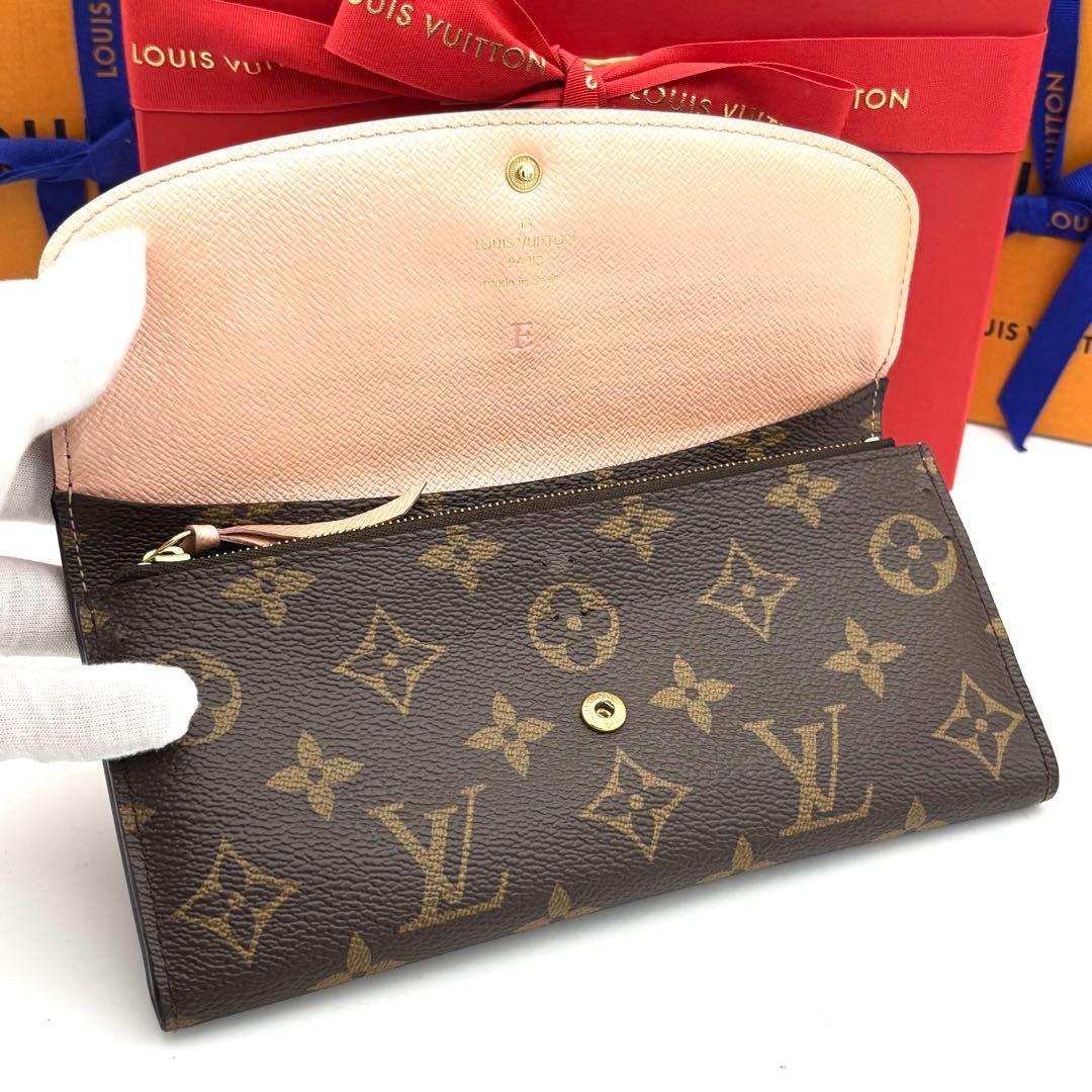 ☆美品☆ルイヴィトン 二つ折り長財布 モノグラム ポルトフォイユエミリー ローズ