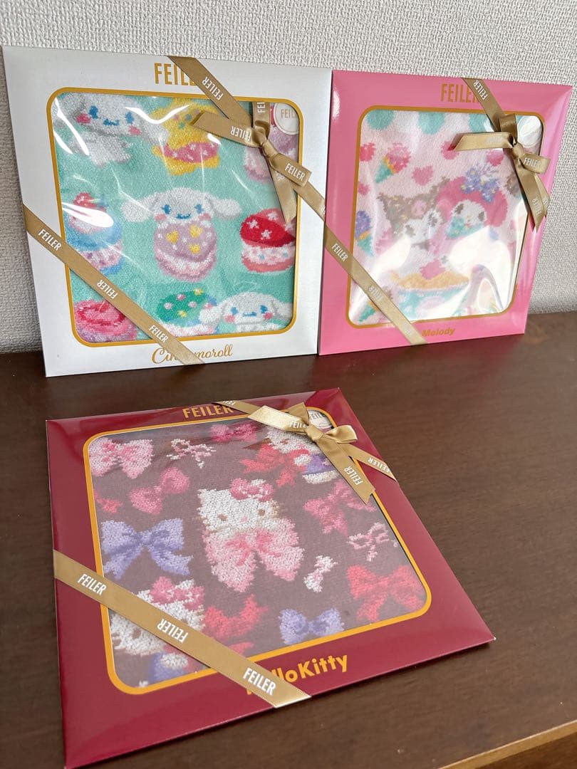 新品サンリオキティクロミメロディFELTIER フェイラー ハンカチ 3枚セット