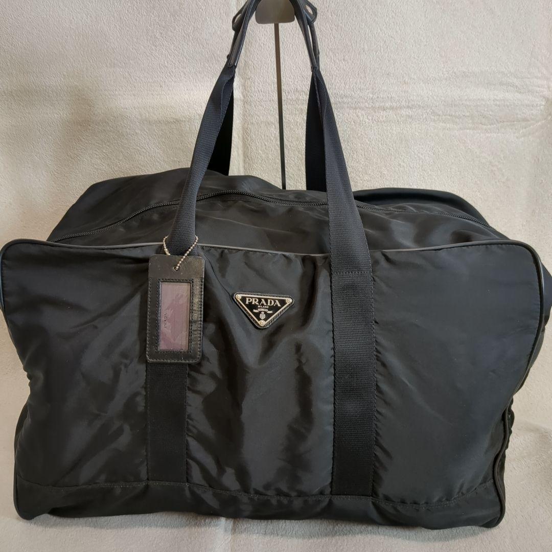 PRADA ボストンバッグ ブラック 三角ロゴ テスートナイロン 旅行バッグ