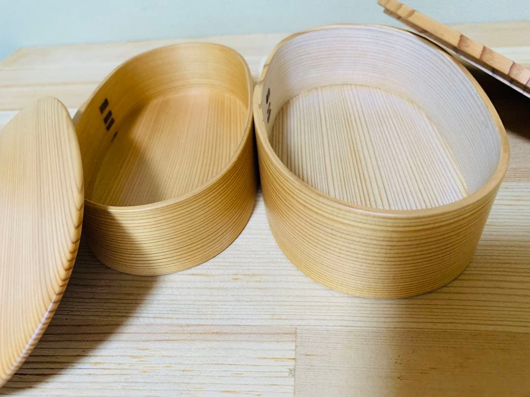 栗久　曲げわっぱのお弁当箱　小判入子レディース