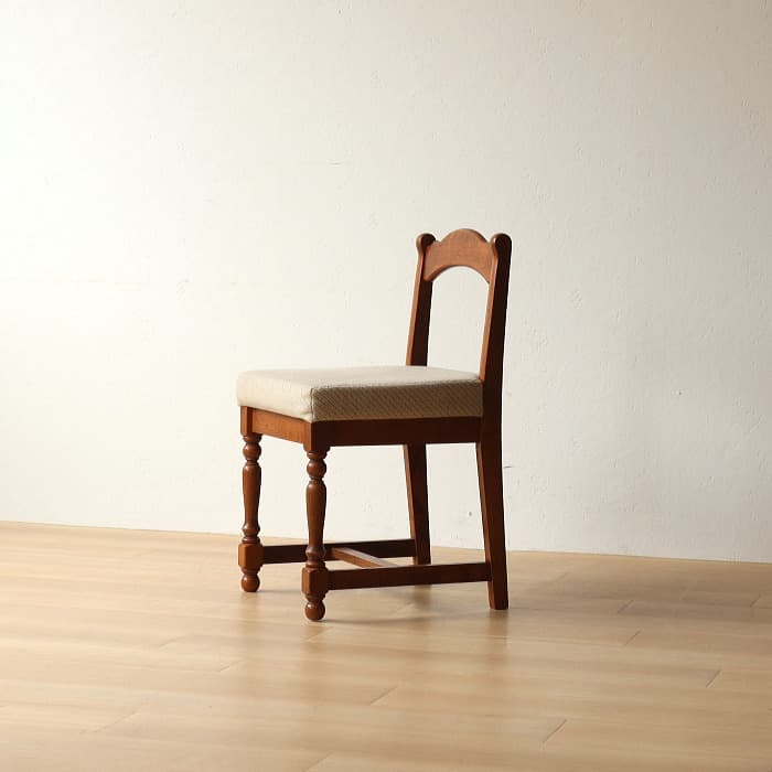 アンティーク 小ぶりなイス 布張り ナラ 木製 古家具 無垢材