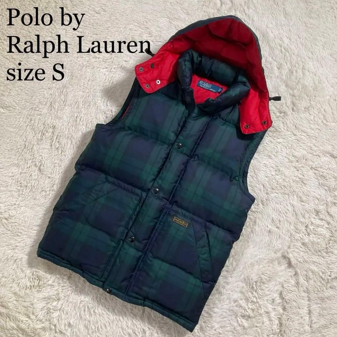 極美品 ポロバイラルフローレン ダウンベスト チェック ブラックウォッチ S