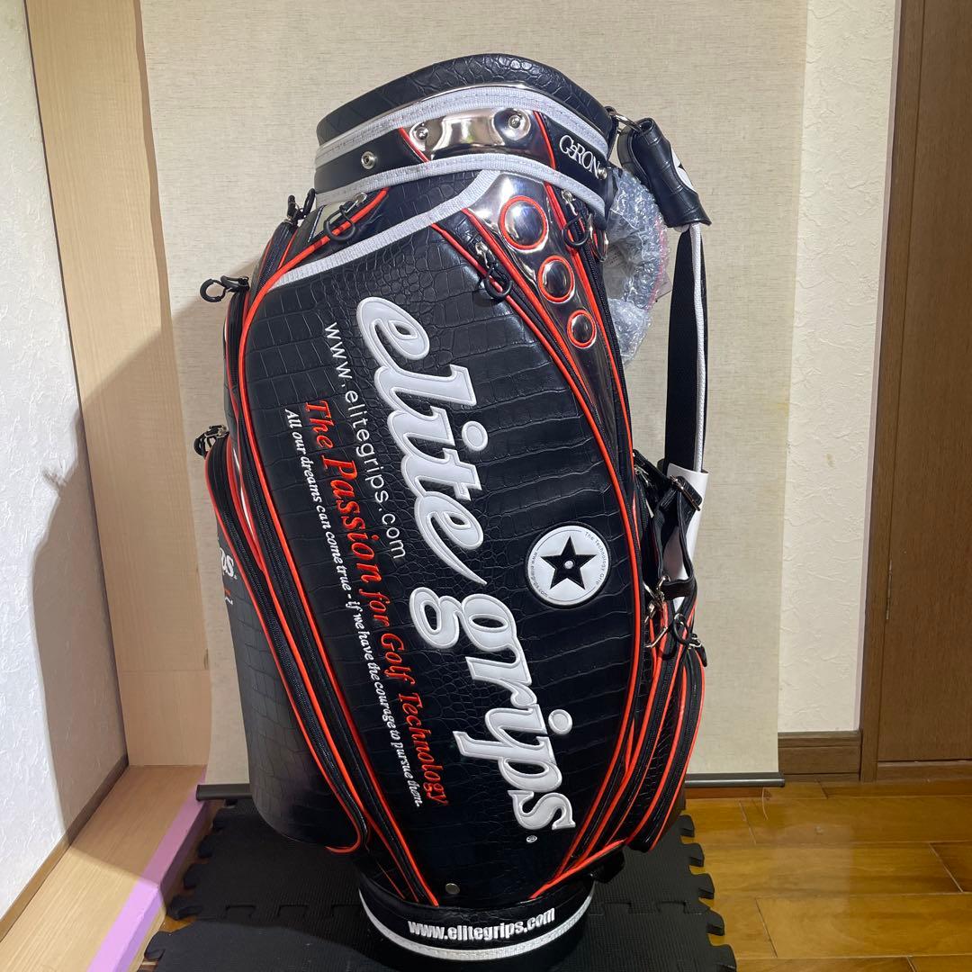 elite grips 1SPEED キャディバッグ 黒/オレンジ クロコ柄