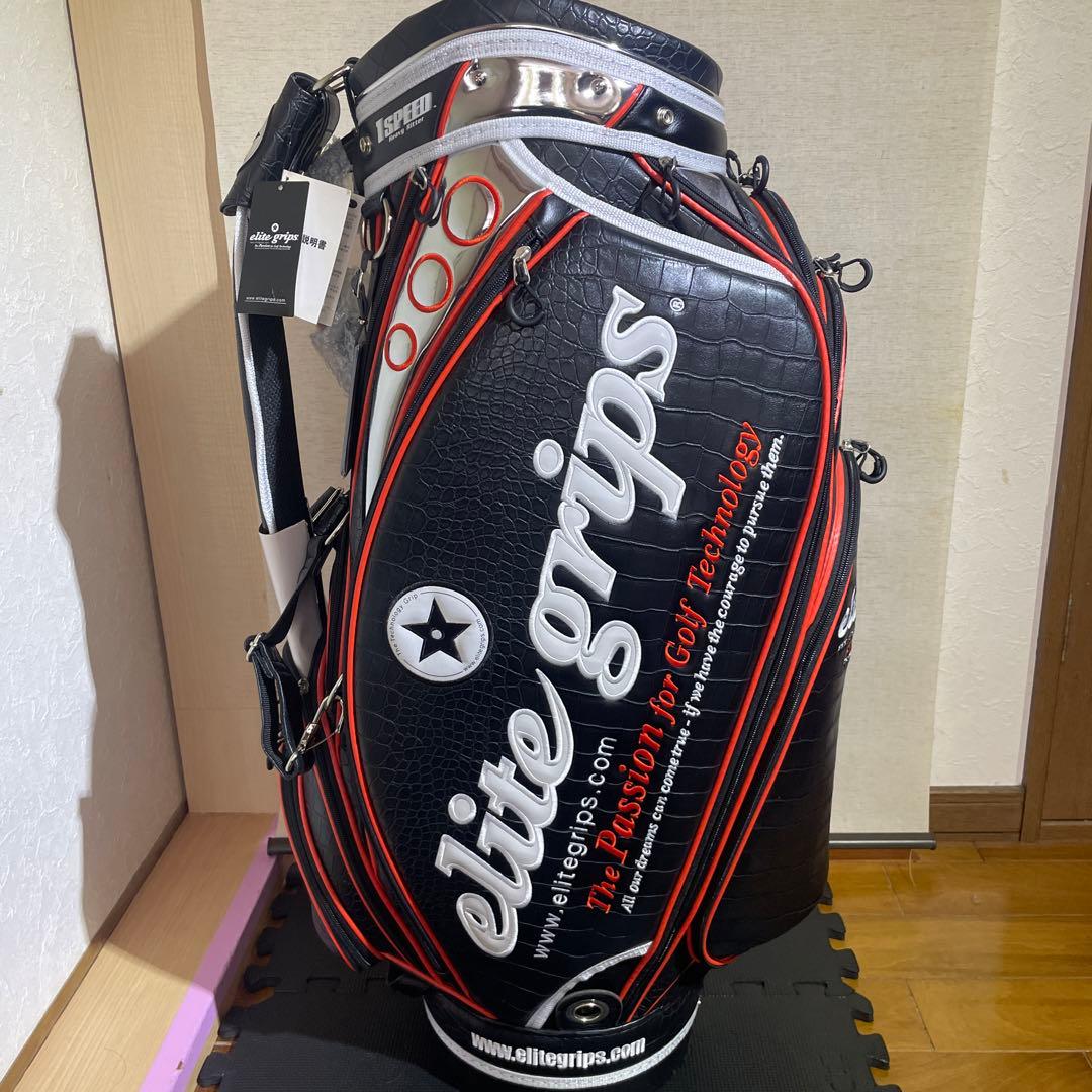elite grips 1SPEED キャディバッグ 黒/オレンジ クロコ柄