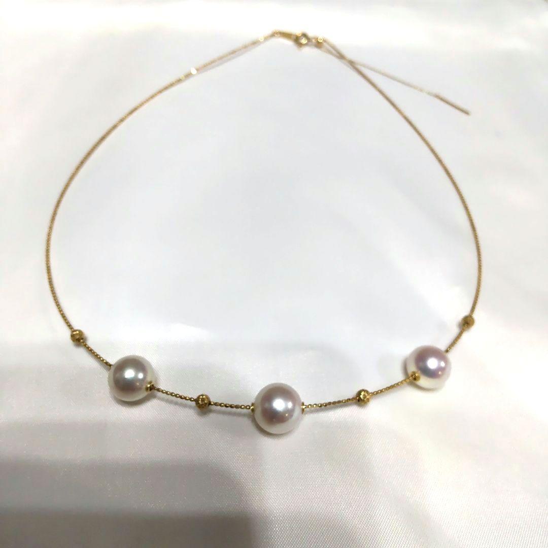 マルコちゃん【未使用】ＧＳＴＶ １８Ｋ ＹＧ アコヤ真珠 オメガネックレス