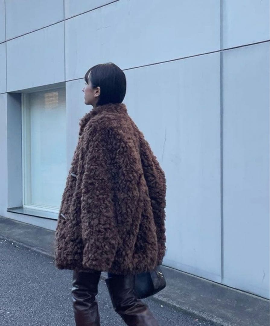 CLANE CURL FUR SHORT COAT ブラウン