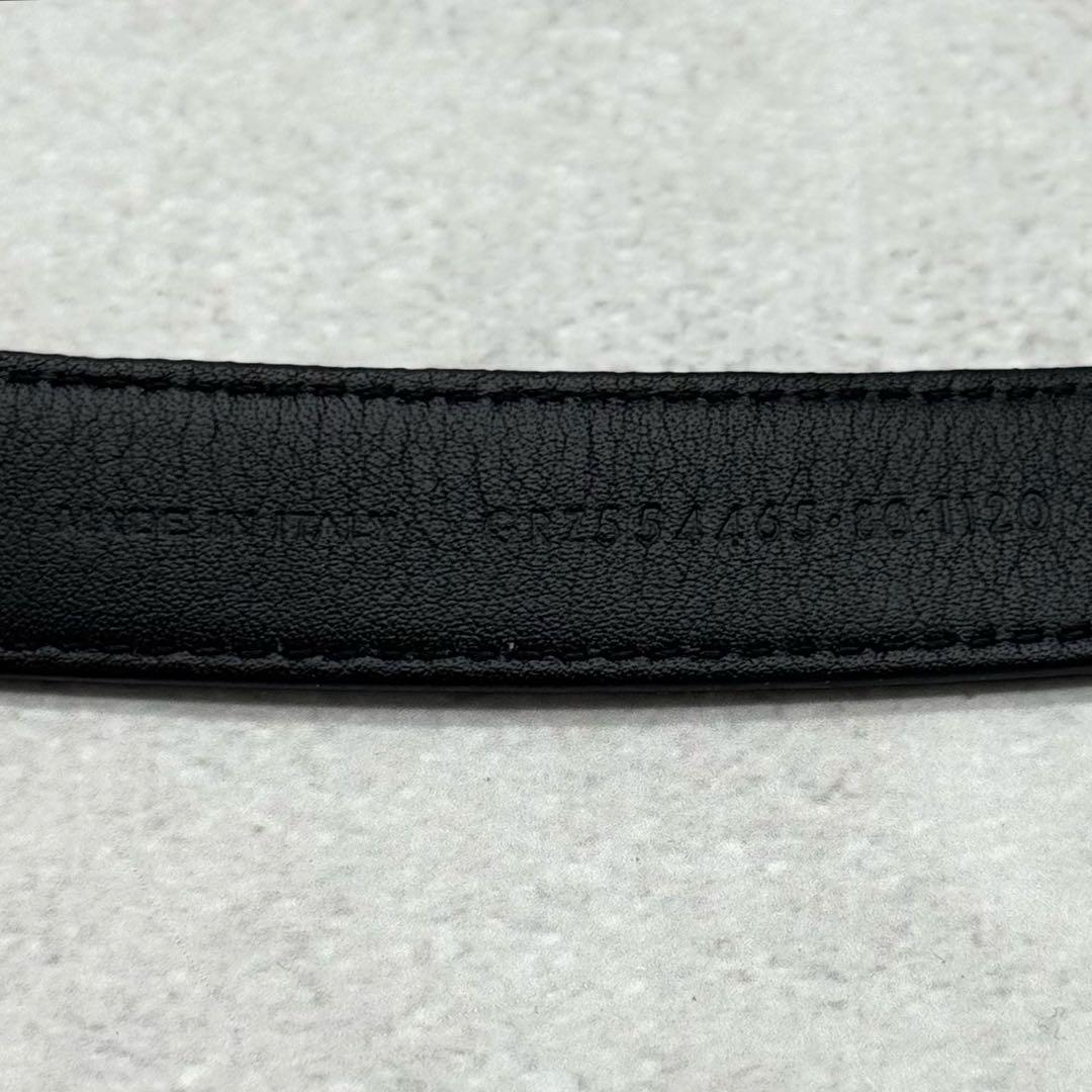 美品 サンローランパリ レザーベルト YSL ロゴデザイン ゴールド金具 黒