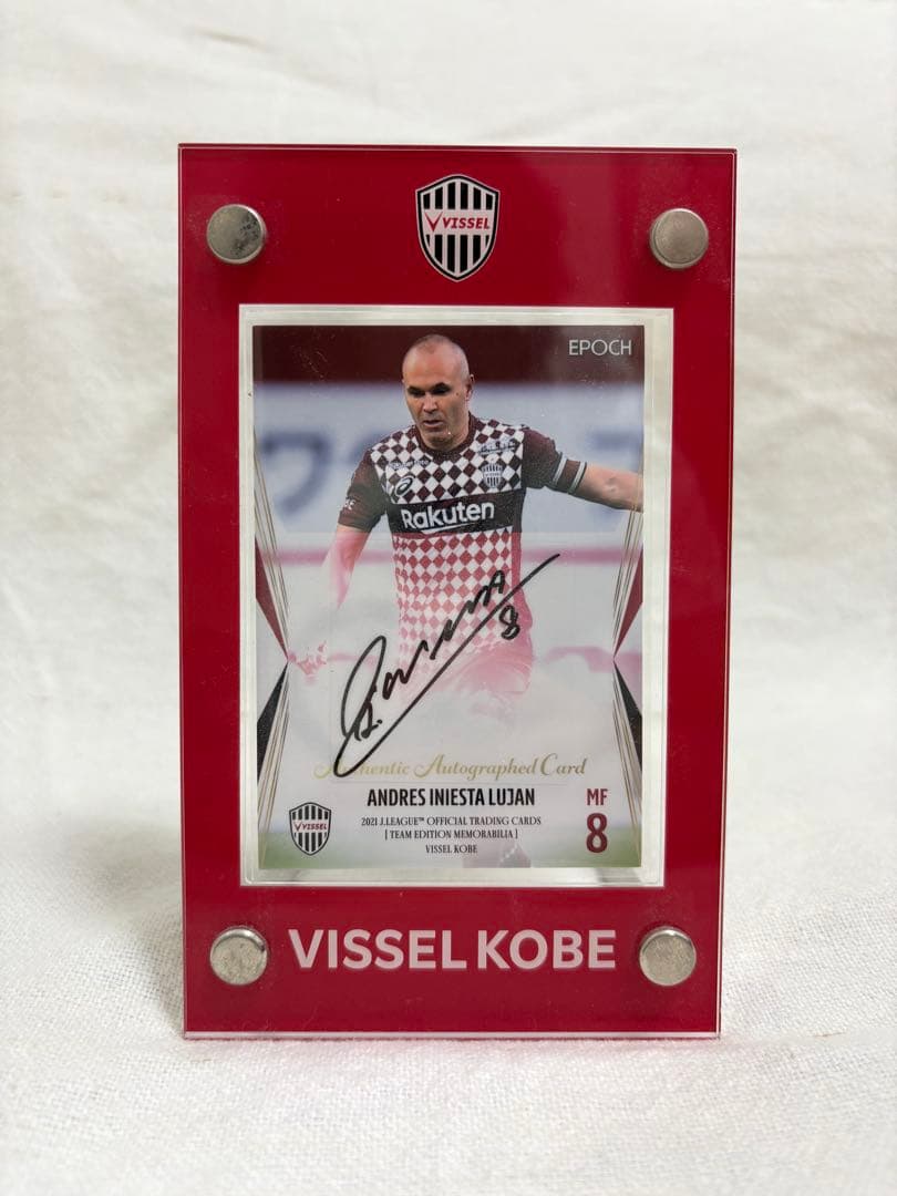 値下げ　アンドレス・イニエスタ サイン入りカード　カードスタンド付き