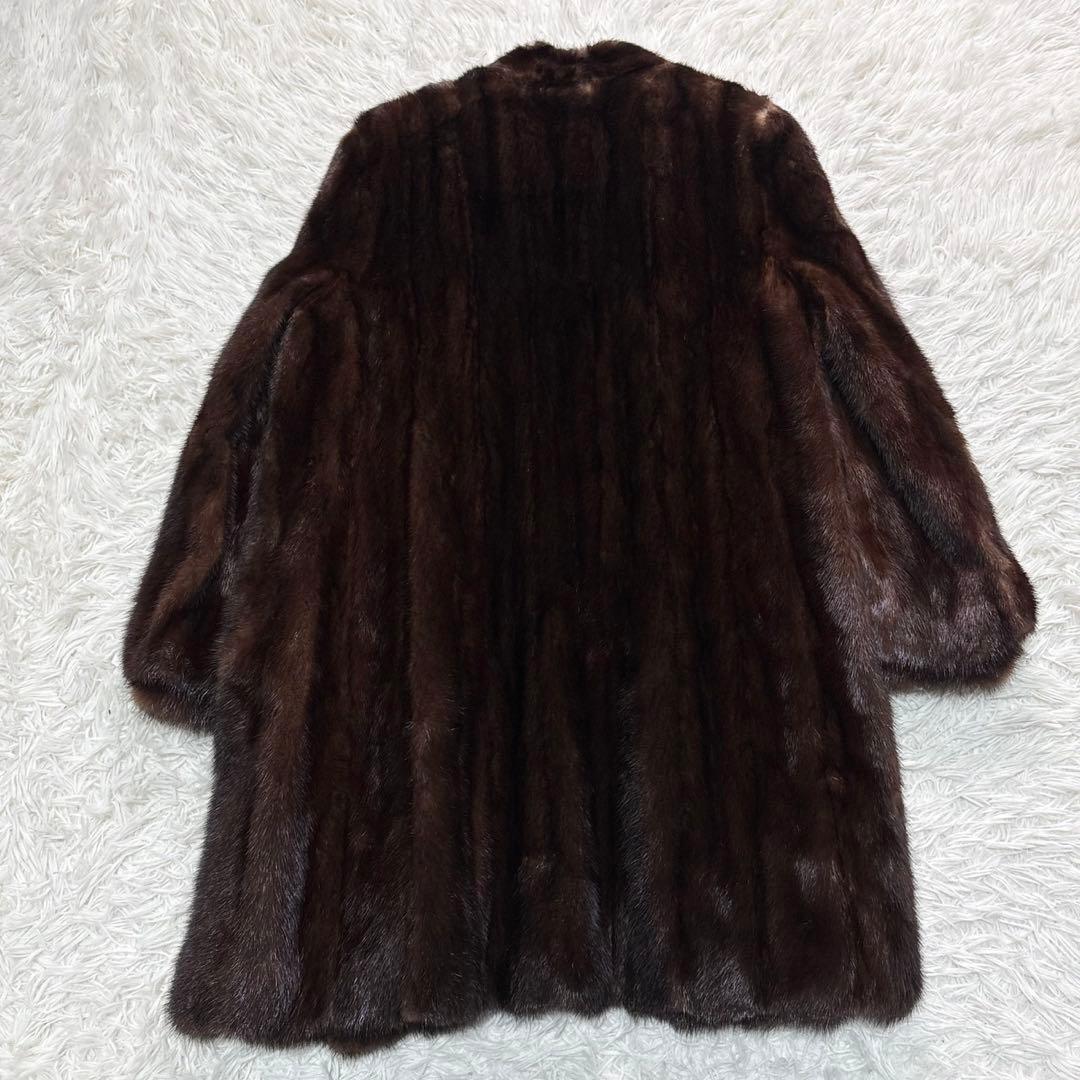 エンバ 毛皮 コート 13号 XL リアルファー ブラウン