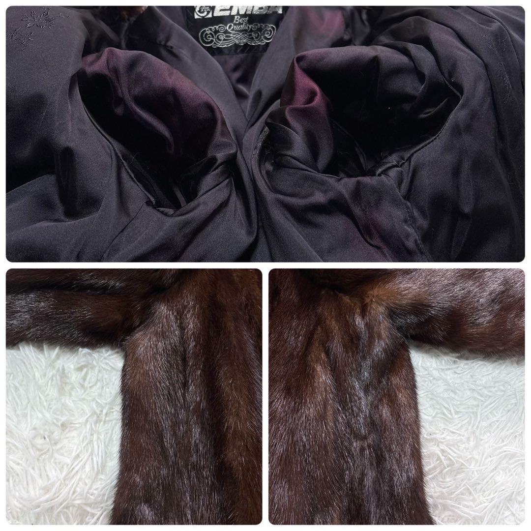 エンバ 毛皮 コート 13号 XL リアルファー ブラウン