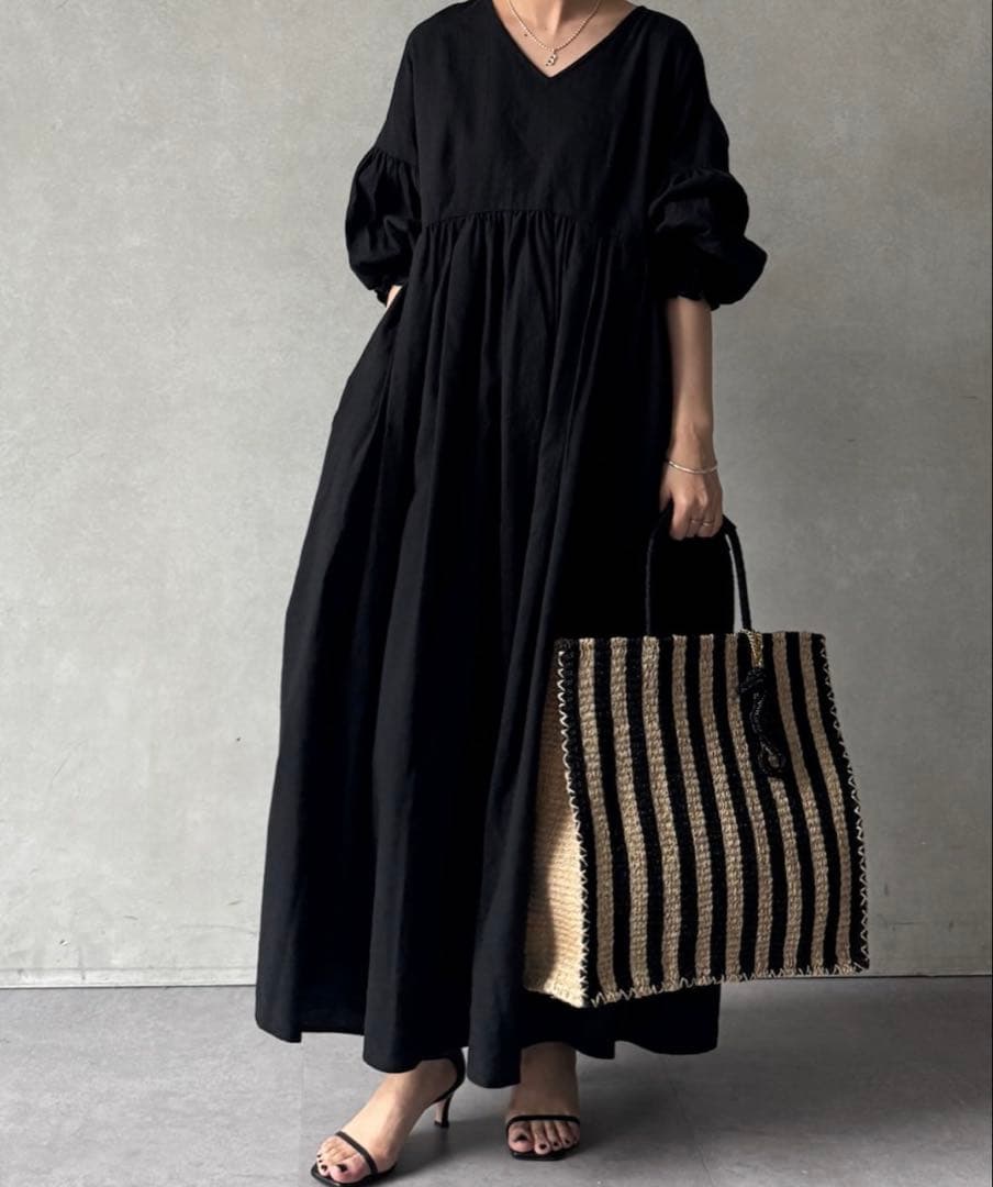 ビアズリー　リネンギャザーワンピース　タグあり未使用