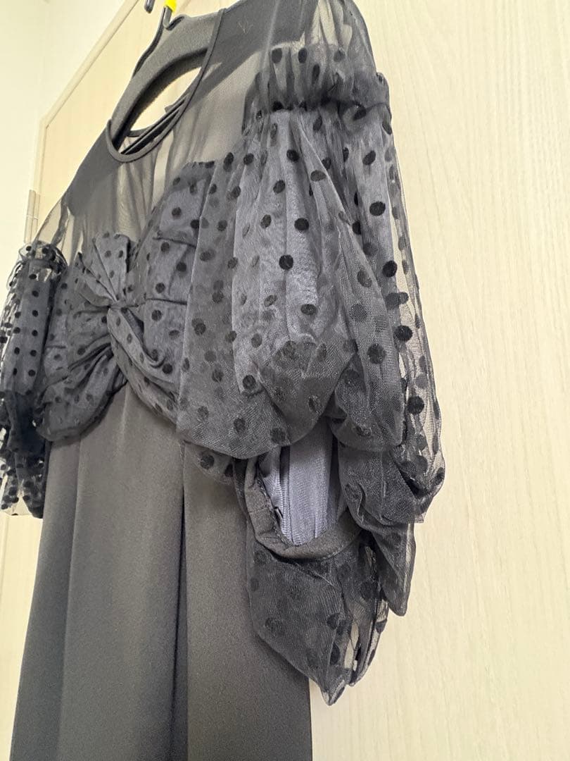 niana フロッキードットワンピース パーティードレス オケージョンドレス