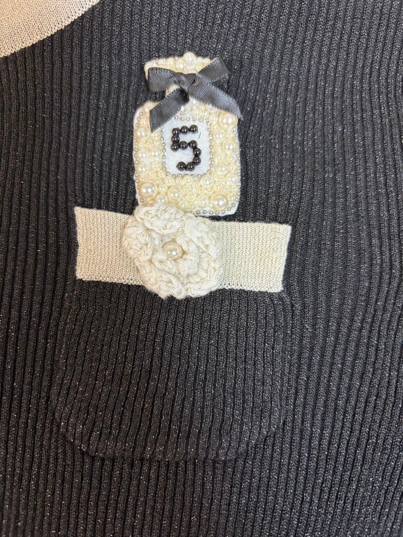 スーパービューティー❤︎ ラメ入り配色デザイン花モチーフニットアンサンブル44