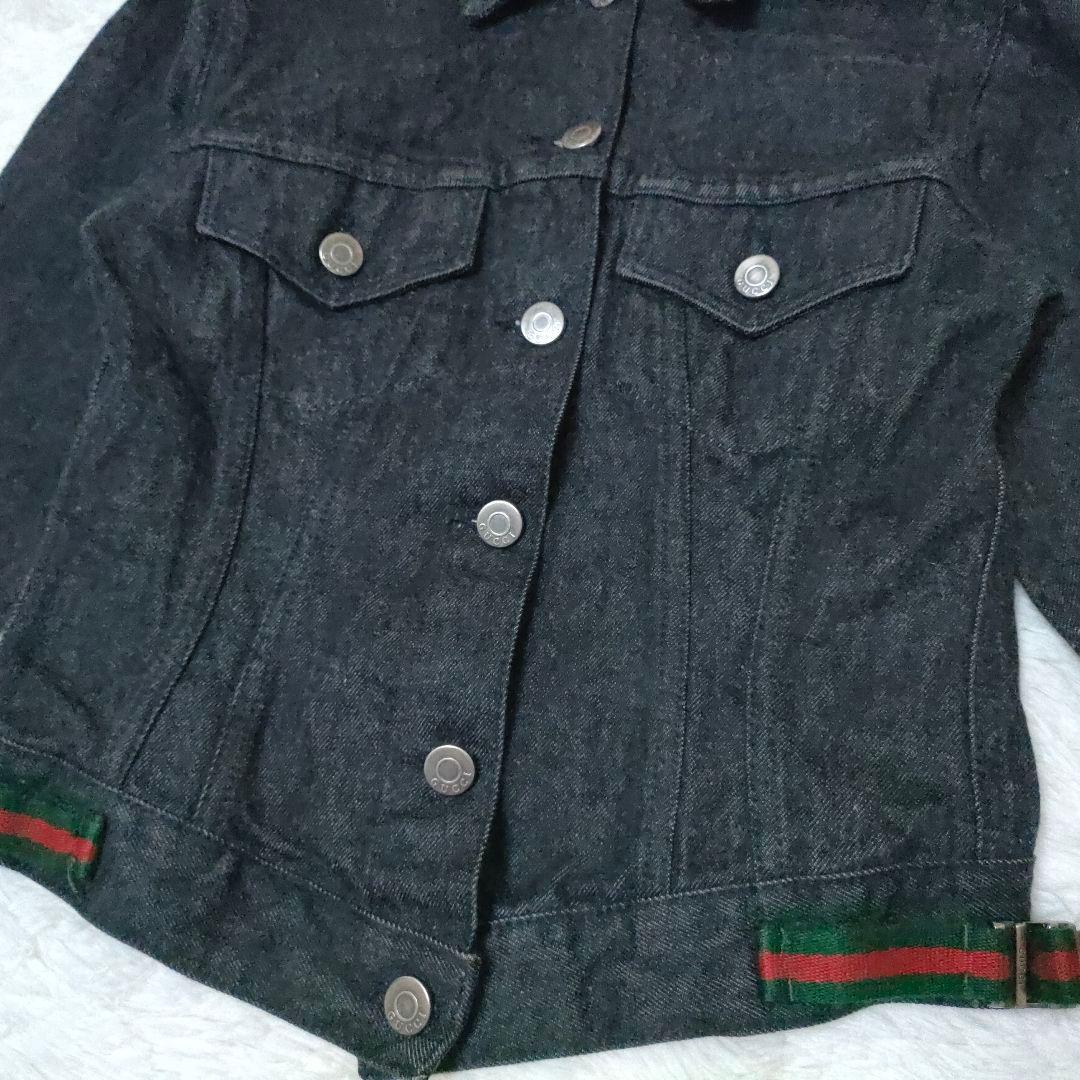 希少デザイン GUCCI Ｇジャン シェリーライン ブラック デニム イタリア製