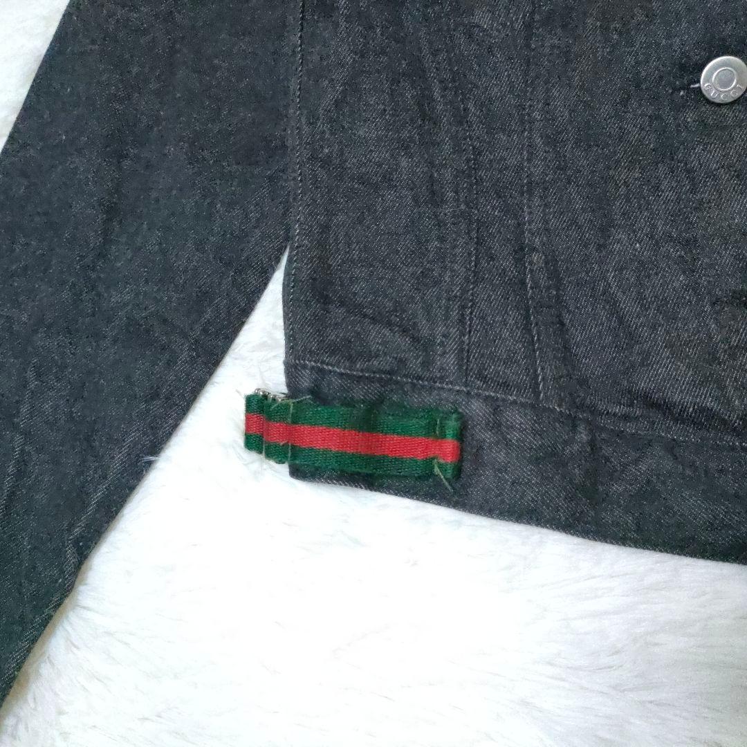 希少デザイン GUCCI Ｇジャン シェリーライン ブラック デニム イタリア製