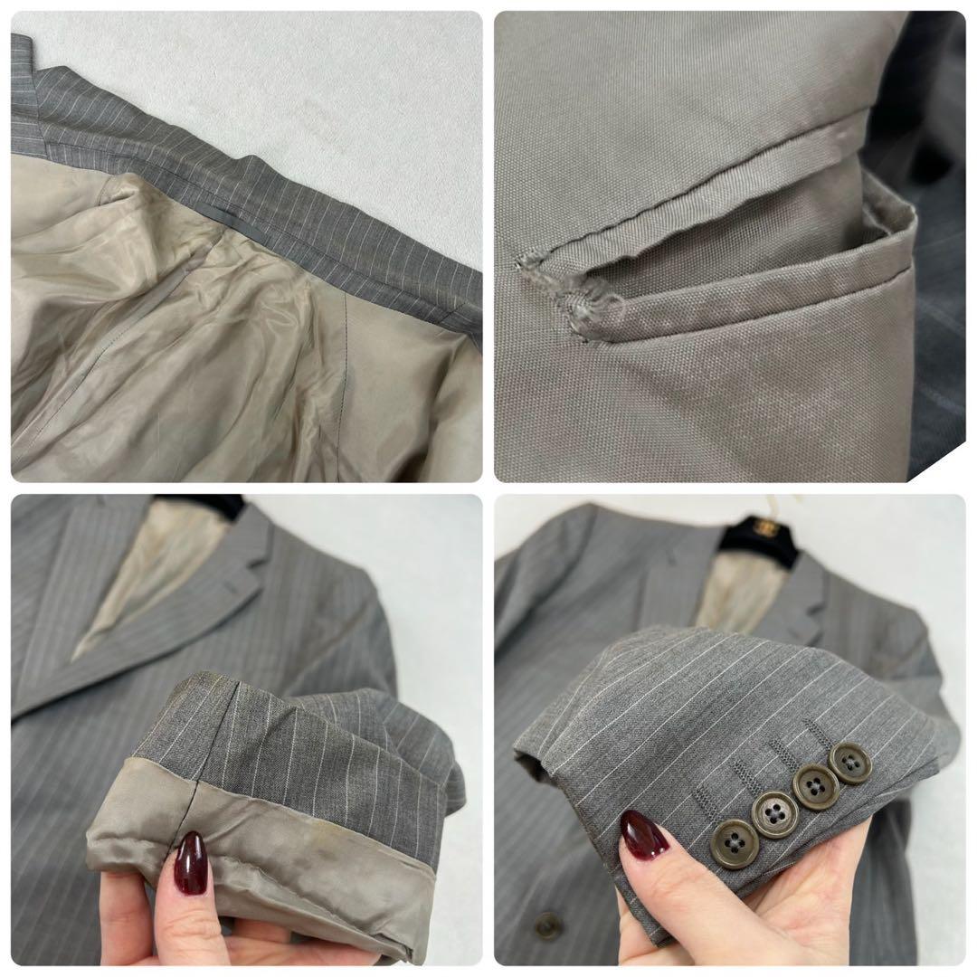 K622 XXL アルマーニコレツォーニ シルク混 スーツ上下 グレー メンズ