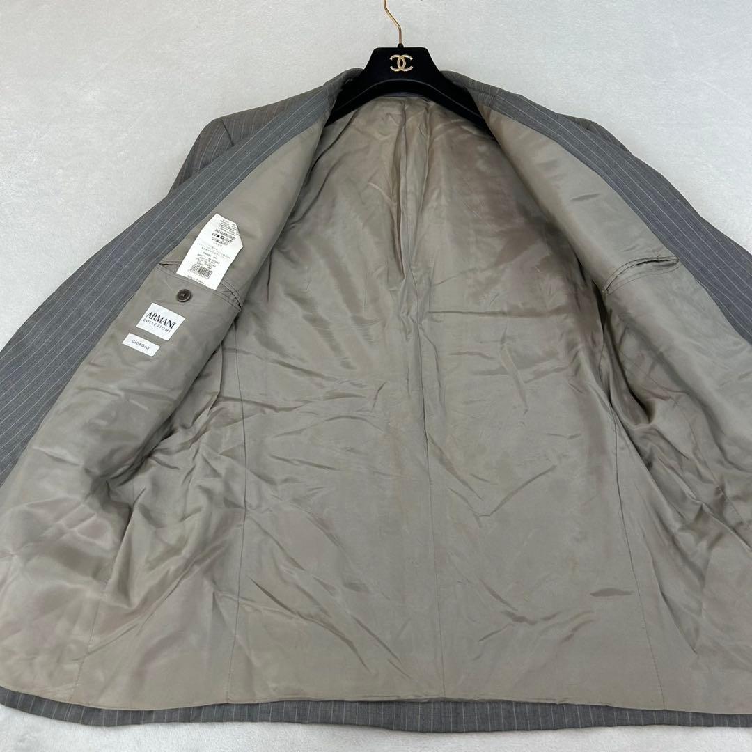 K622 XXL アルマーニコレツォーニ シルク混 スーツ上下 グレー メンズ