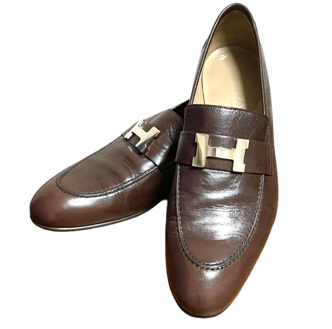 未使用　エルメス モカシン パリ　ブラウン サイズ41 1\2 伝統の定番モデル