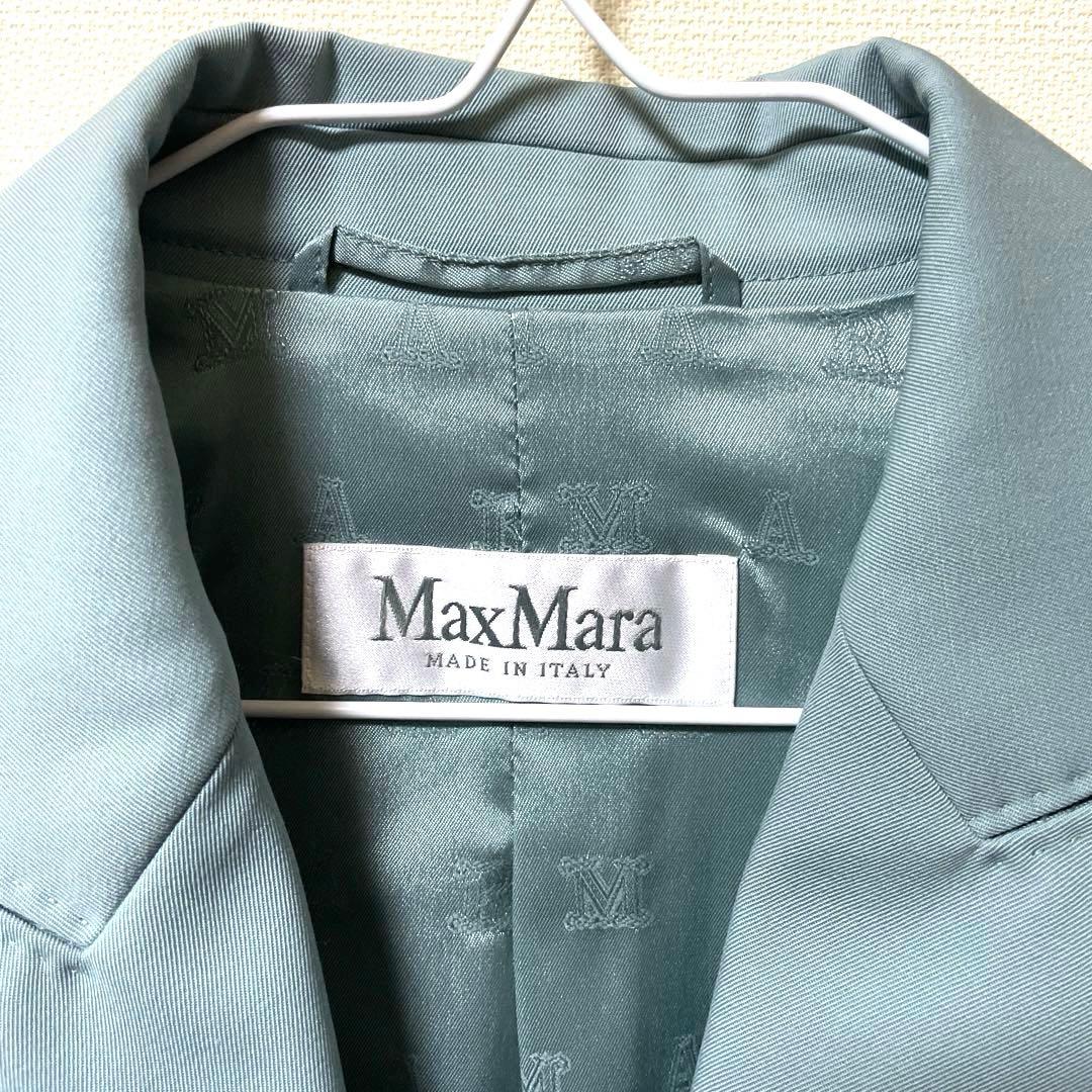 MaxMara 白タグ ブルー46 ダブルブレスト テーラード ロールアップ