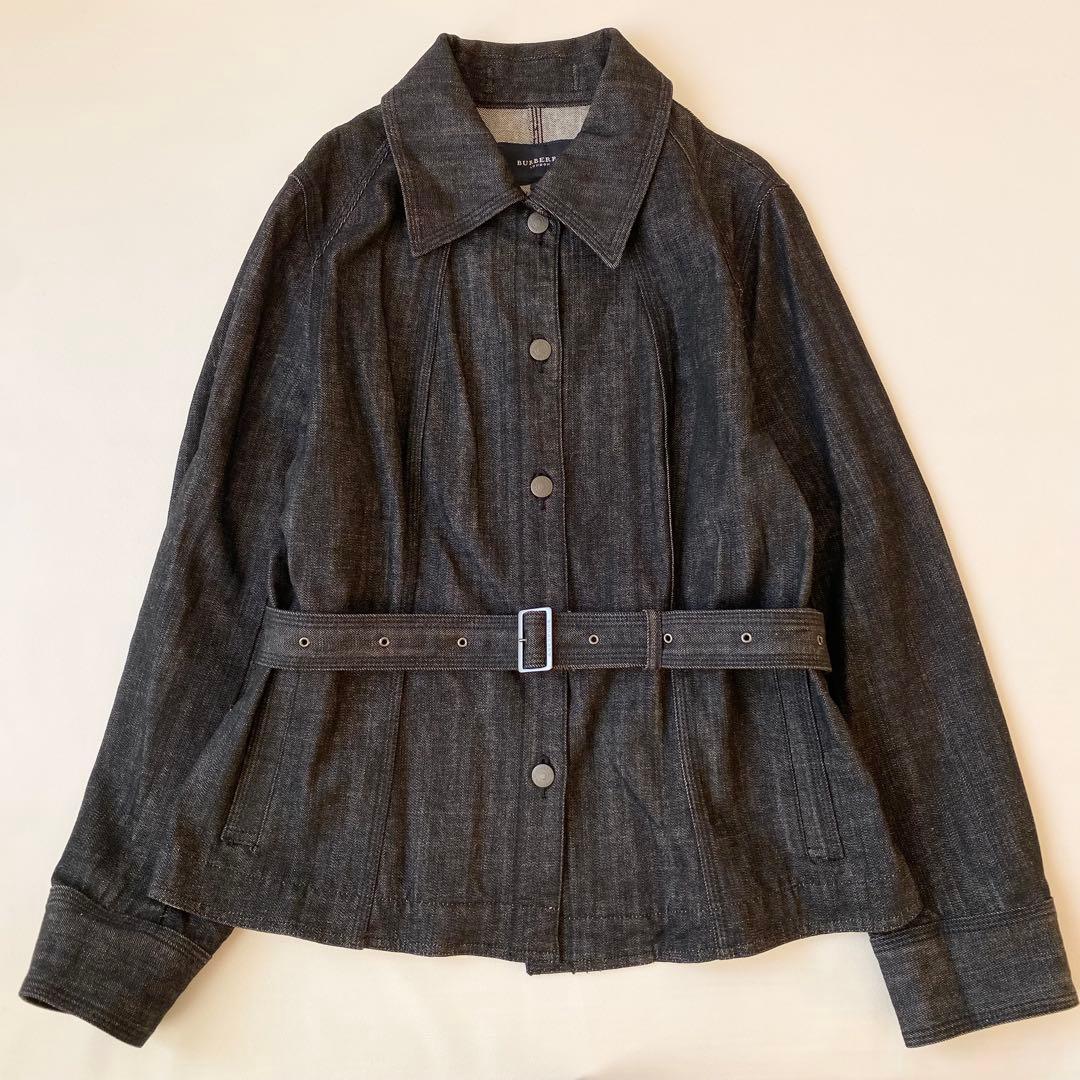 【美品】バーバリーロンドン　ストレッチデニムジャケット　ベルト付き　大きいサイズ