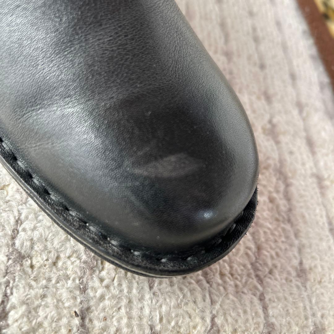 レザー ブラック ショートブーツ