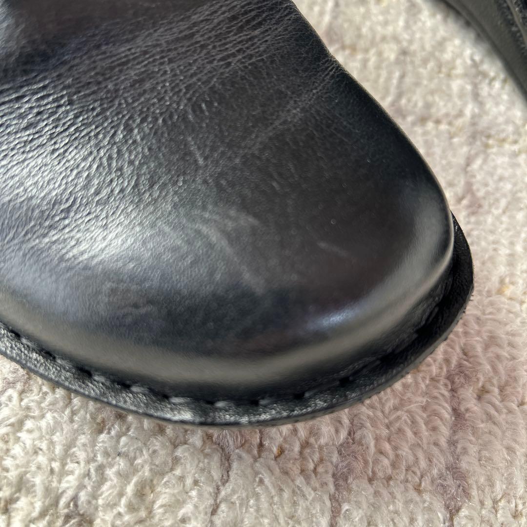 レザー ブラック ショートブーツ