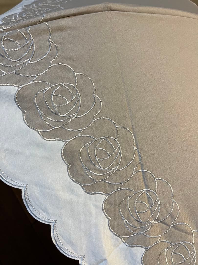 LANVIN ランバン　晴雨兼用折りたたみ傘 バイカラーローズ刺繍