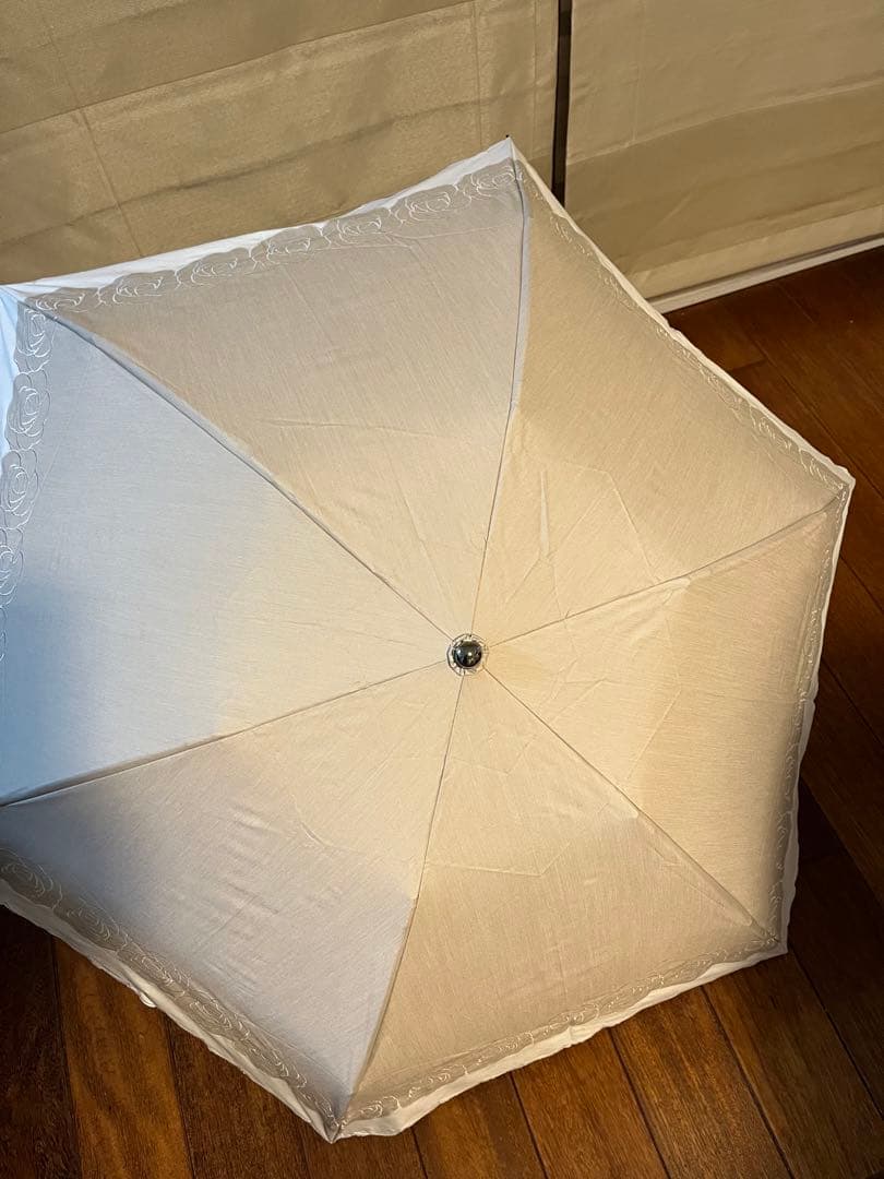 LANVIN ランバン　晴雨兼用折りたたみ傘 バイカラーローズ刺繍