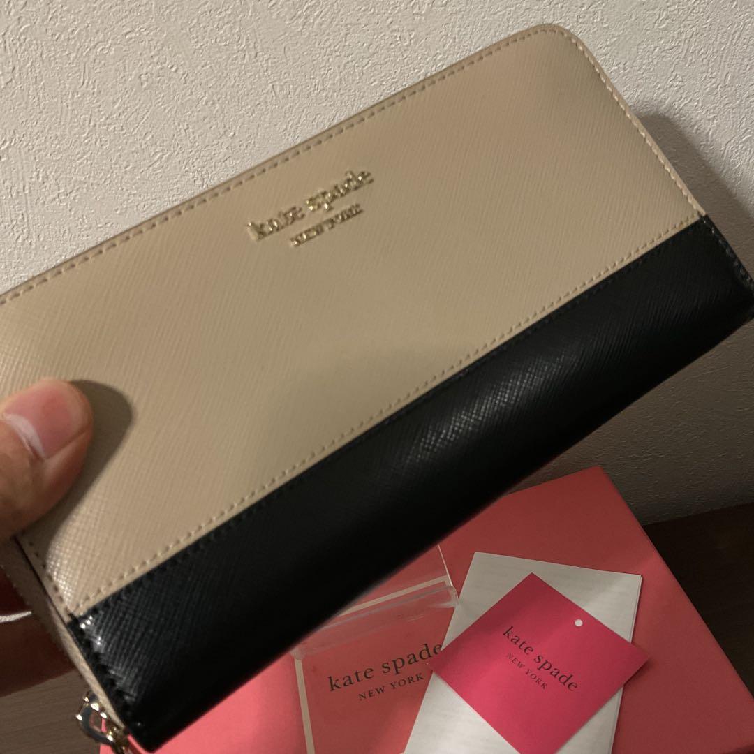 ☆開店セール☆ 新品未使用 美品 ケイトスペード レザー ロゴプレート 長財布