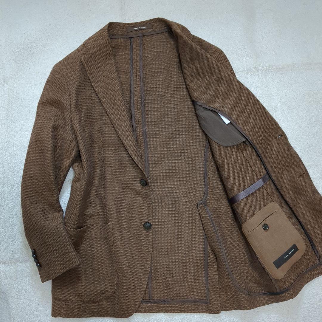 美品 タリアトーレ ダカール アンコンジャケット ブラウン リネン 46サイズ