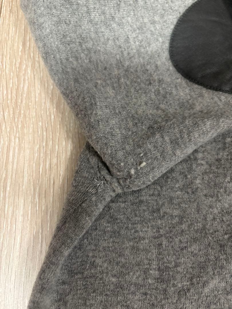 Maison Margielaグレー ウール混紡 セーター レザーエルボーパッチ