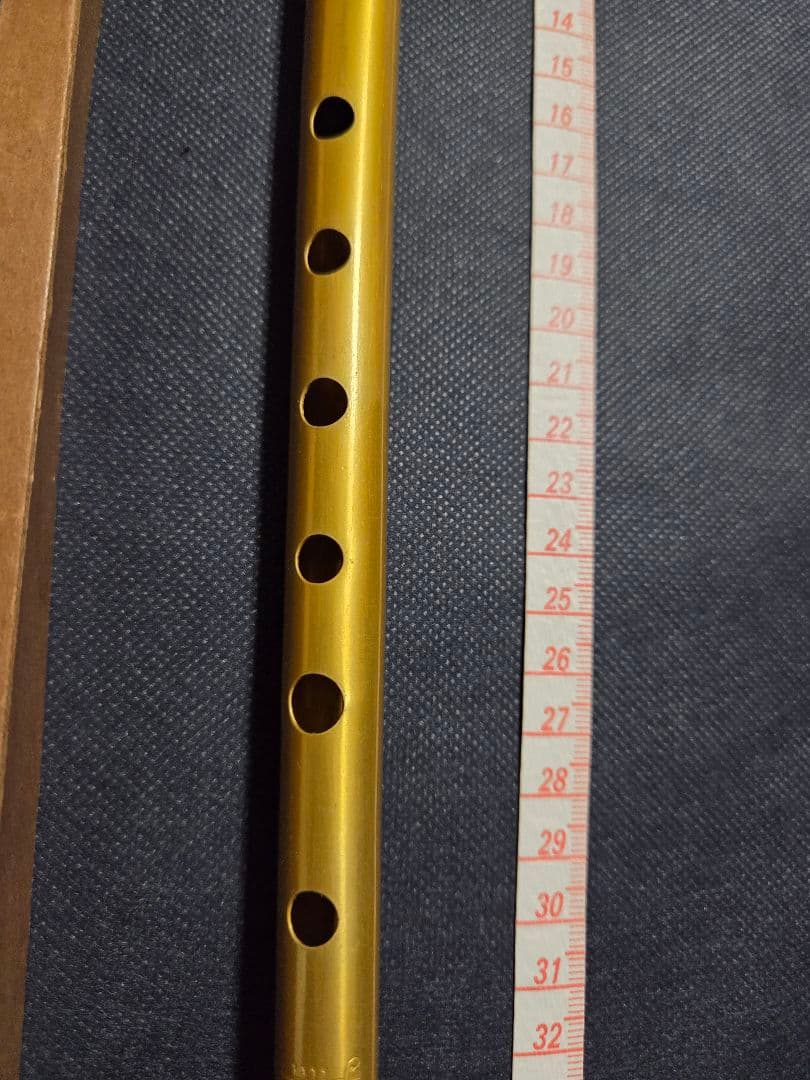 ※tass 時代物 神風印行進横笛 金色 元箱付き