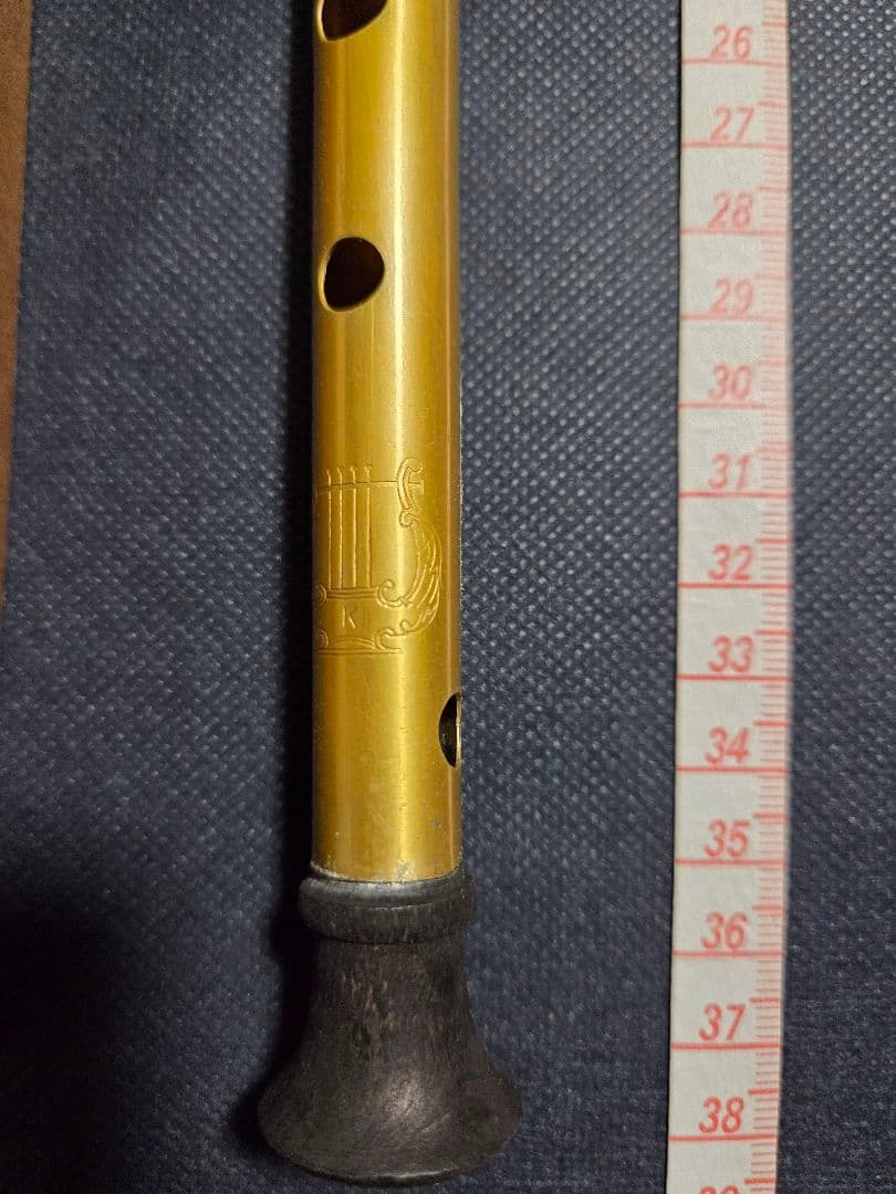 ※tass 時代物 神風印行進横笛 金色 元箱付き