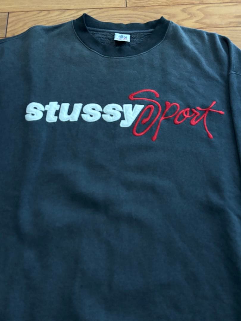 stussy sport 90sスウェット　刺繍ロゴ　トレーナー