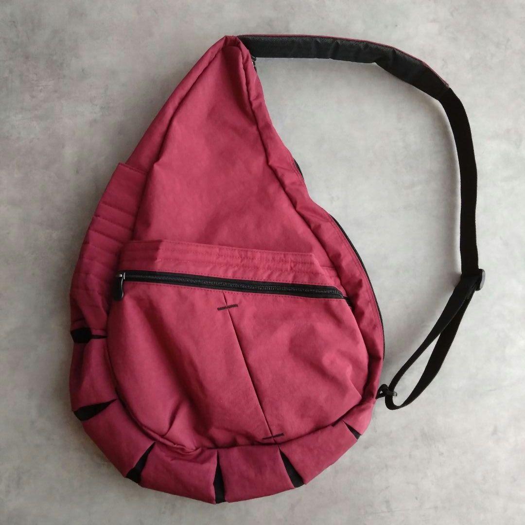 【美品】ヘルシーバックバッグ　ビッグバッグ　ルビー　赤紫　ワインレッド