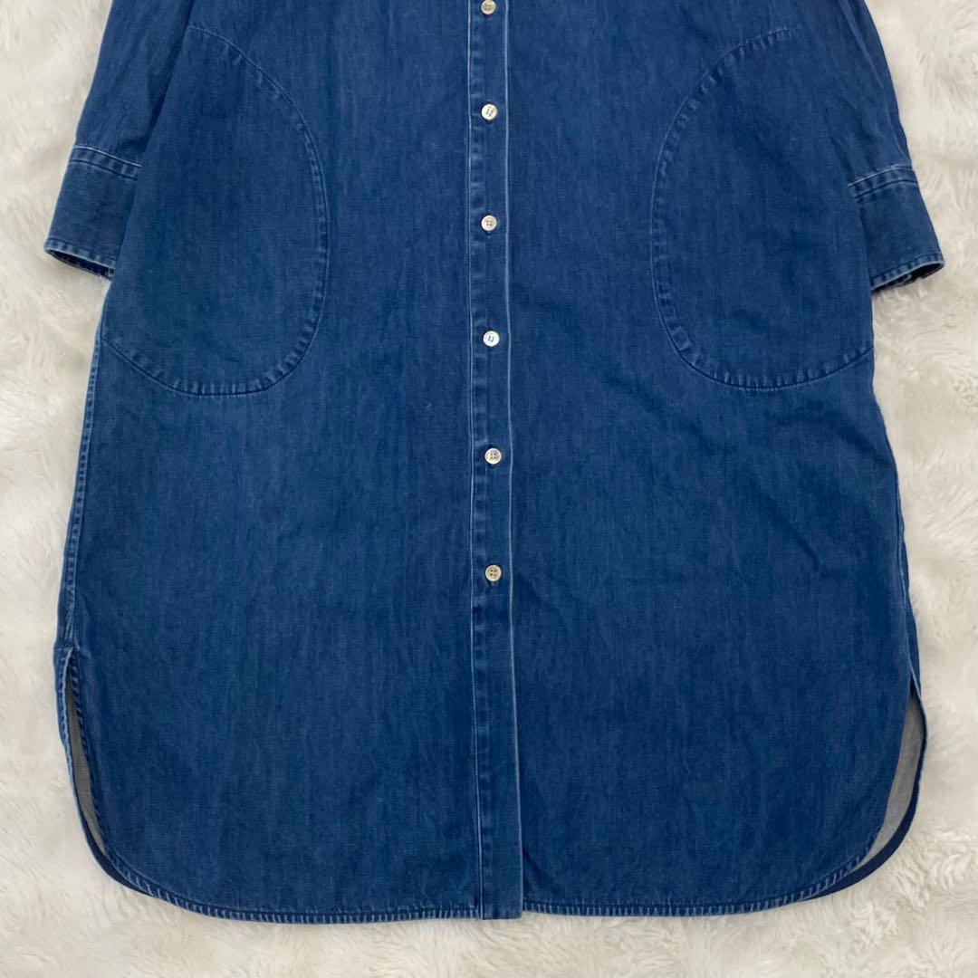 【ハニハニ様】23区 デニム 長袖 ワンピース バンドカラー 40 ソフトデニム