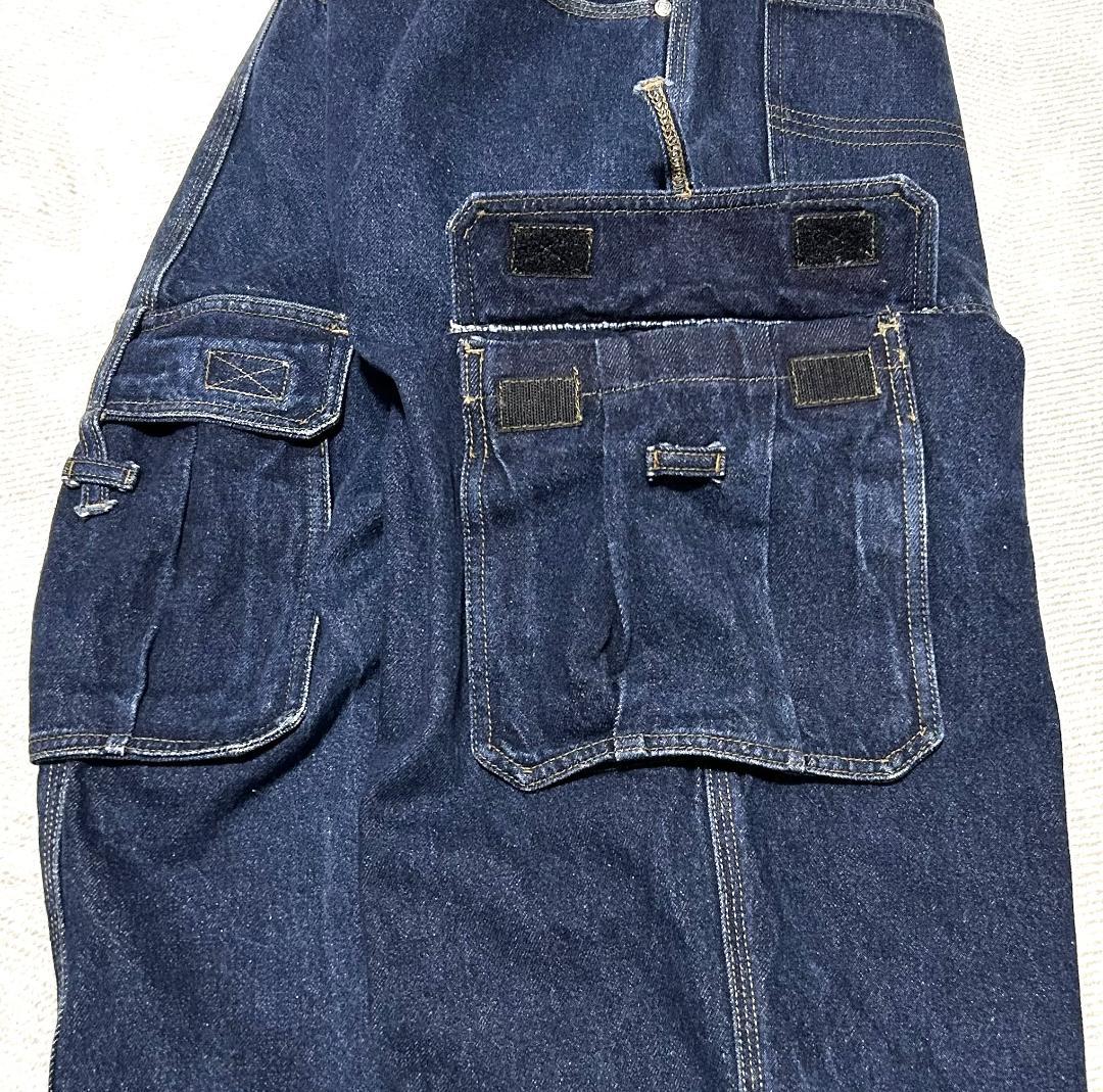 ANCHOR BLUE バギーワイドデニム 濃紺 カーゴポケット W36