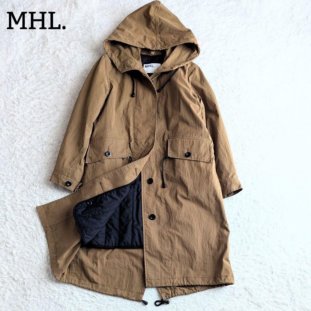 MHL. 中綿ライナー フード付き 2way モッズコート アウター 茶 S