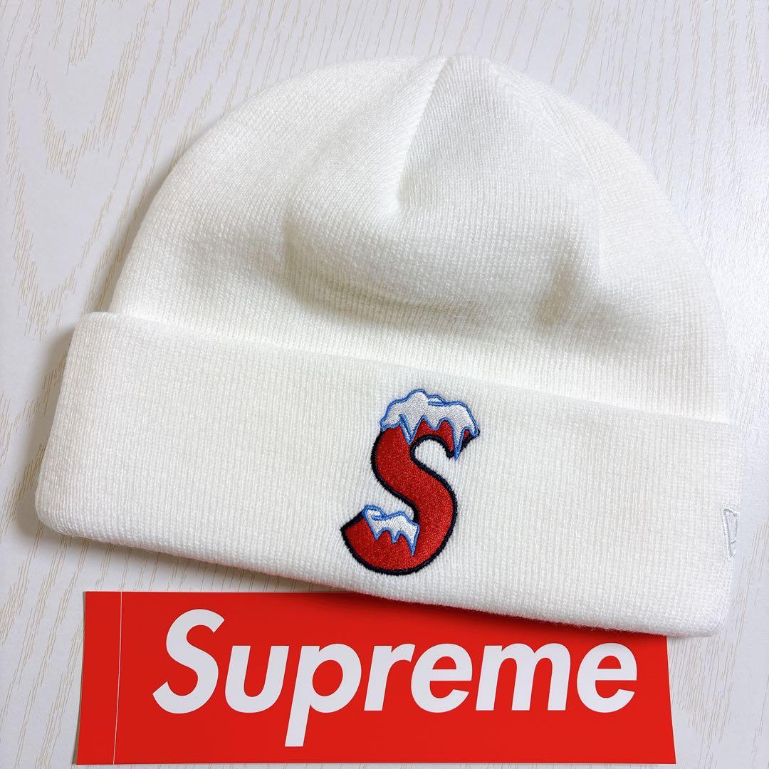 Supreme NEW ERA ニット帽　ビーニー　Sロゴ ホワイト　白　雪