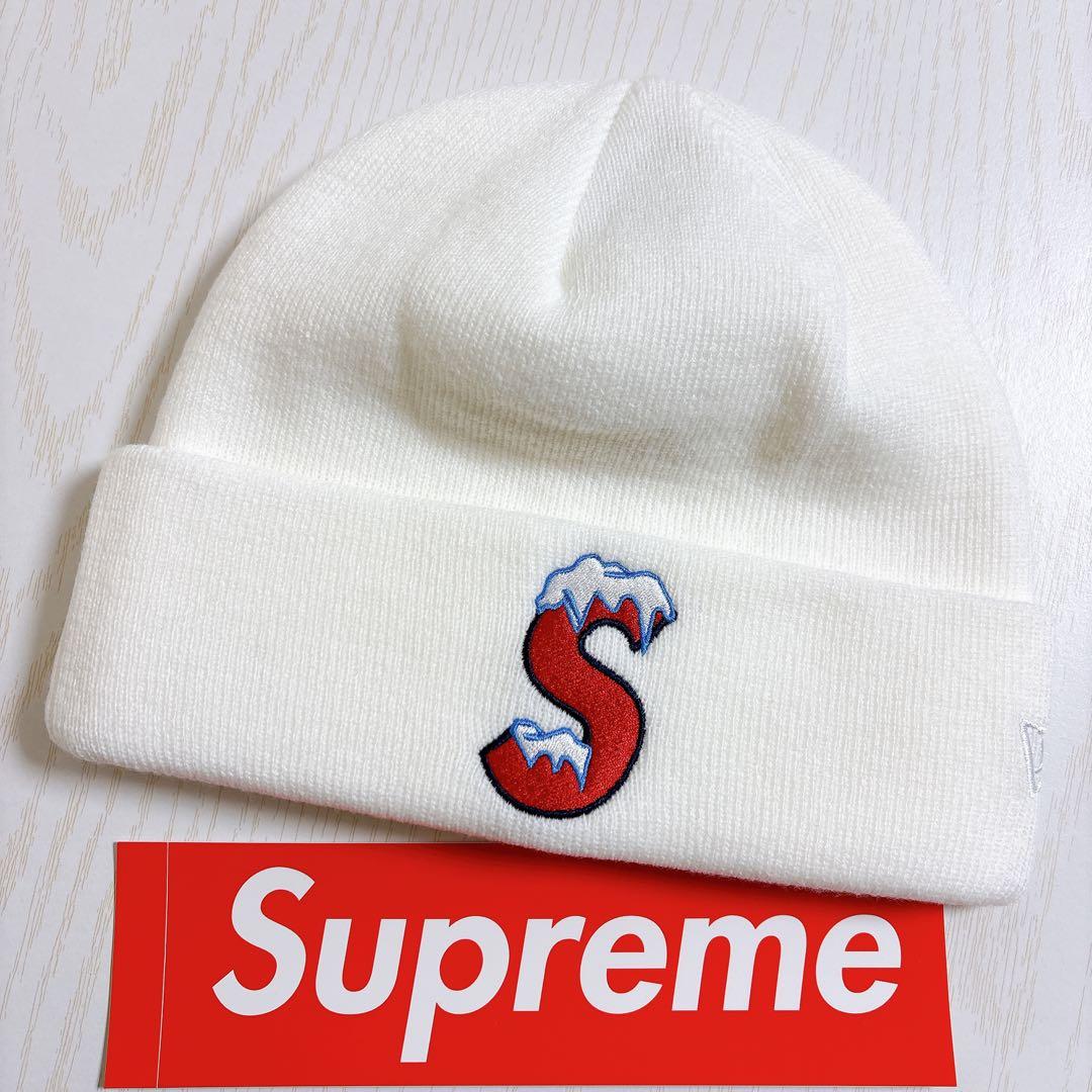Supreme NEW ERA ニット帽　ビーニー　Sロゴ ホワイト　白　雪