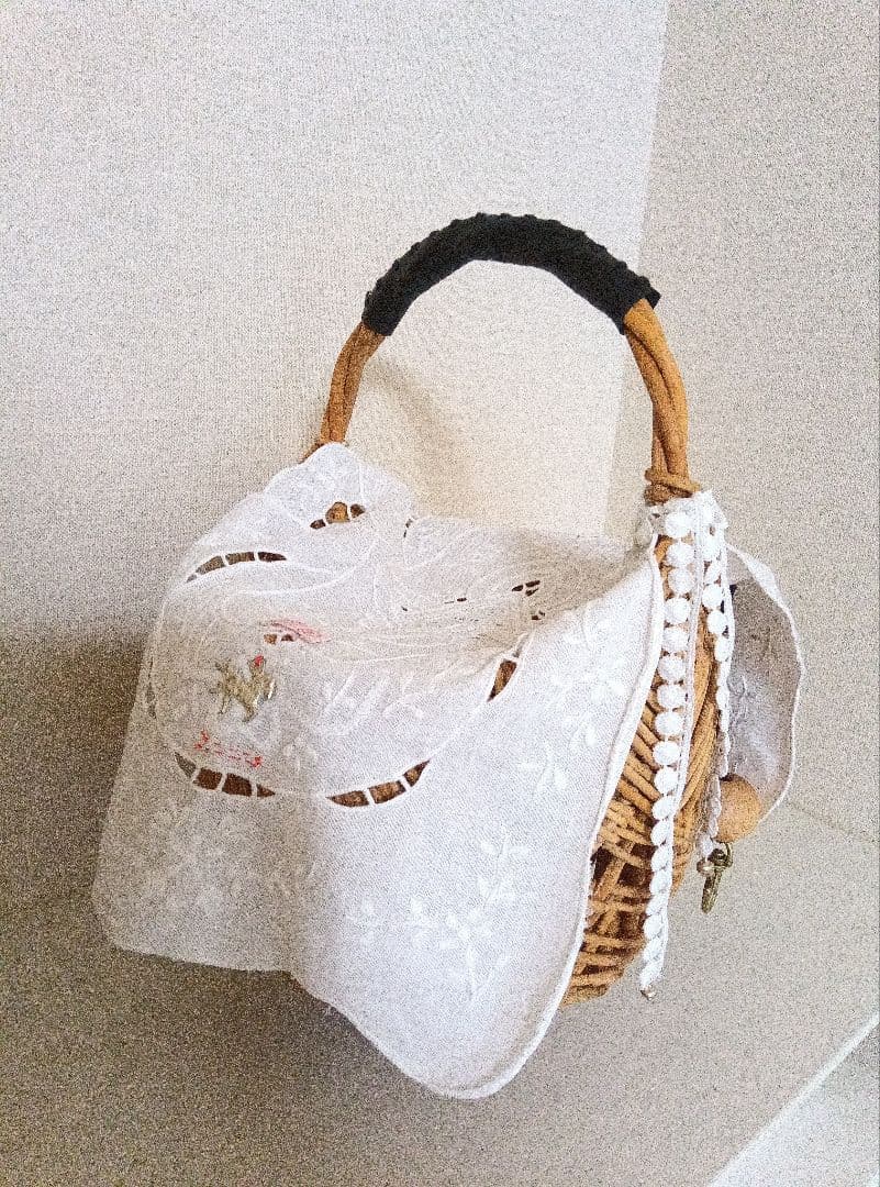 新品タグ付き堀川波さんdot to dotアンティークレース付きカゴバッグ