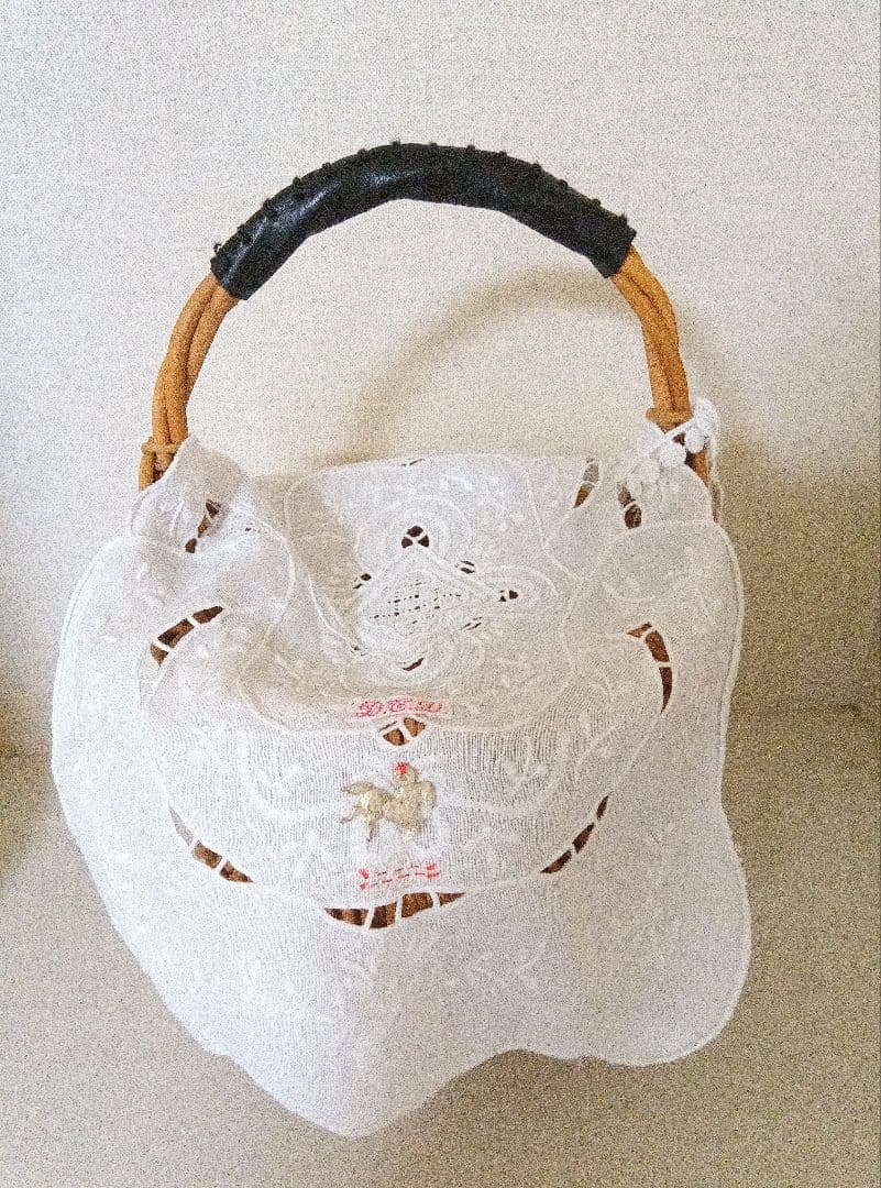 新品タグ付き堀川波さんdot to dotアンティークレース付きカゴバッグ