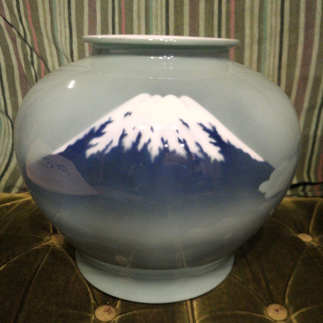深川製磁　青磁富士　明治型10号 花生
