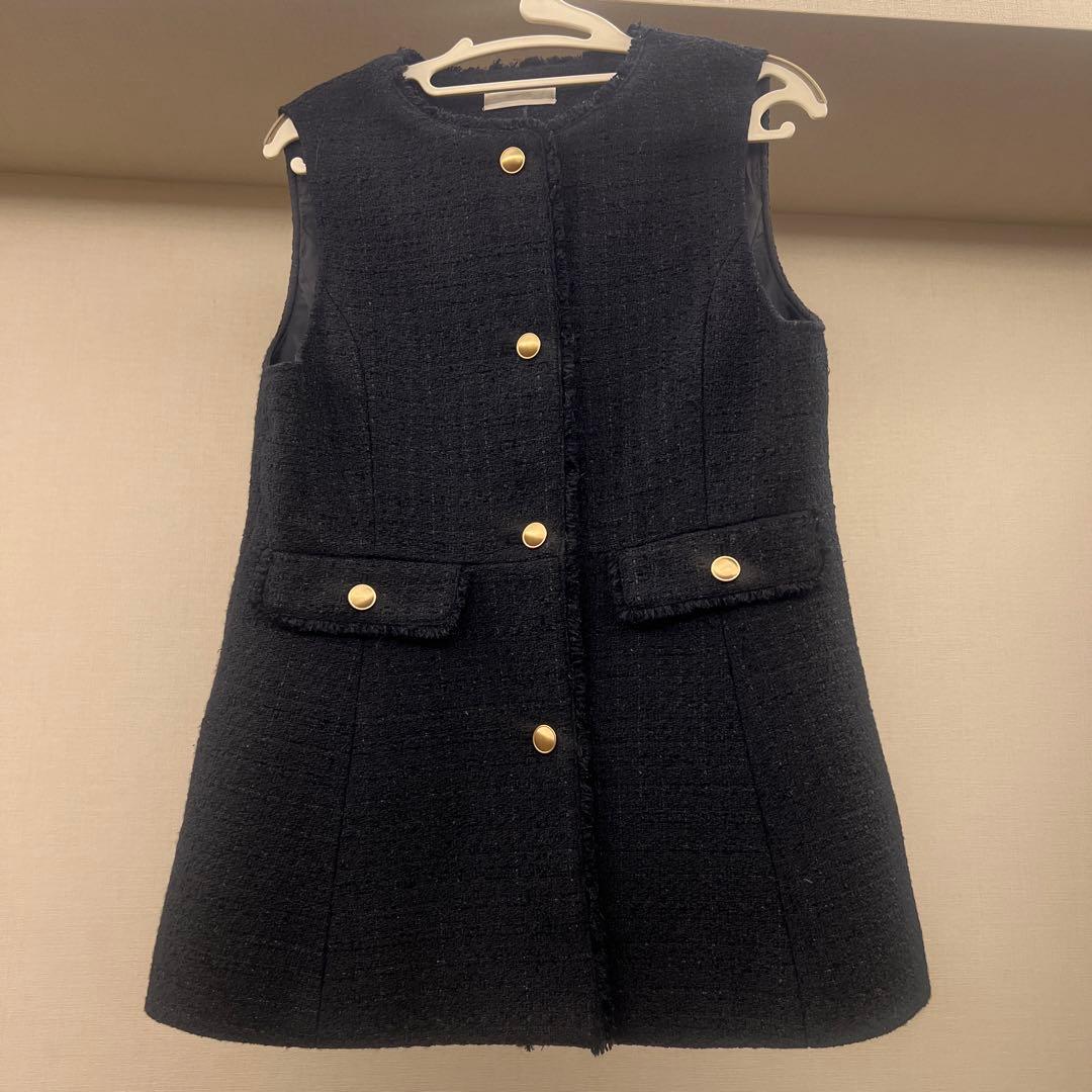 any sis ベスト　ツイード　ペプラムジレ