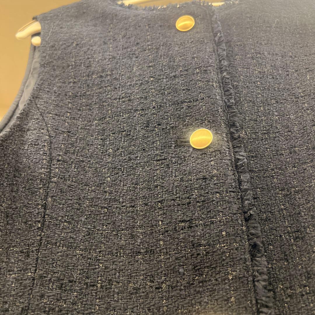 any sis ベスト　ツイード　ペプラムジレ