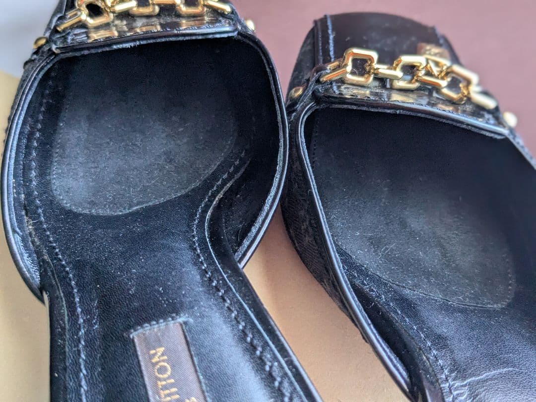 お値下げ）LOUIS VUITTON ブラック チェーンミュール　37.5